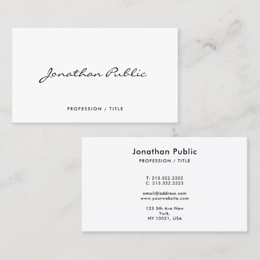 Carte De Visite Script de calligraphie élégant et moderne professi (Devant / Derrière)