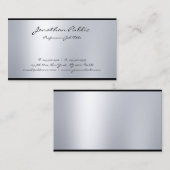 Carte De Visite Script de calligraphie élégant moderne Argent Top  (Devant / Derrière)