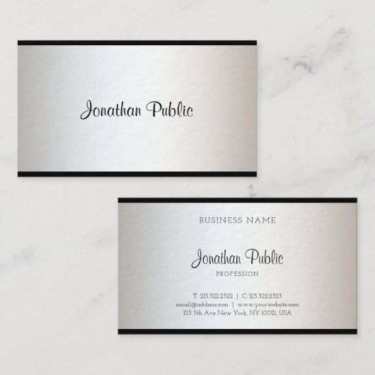 Carte De Visite Script de calligraphie élégant moderne Plaque créa (Devant / Derrière)