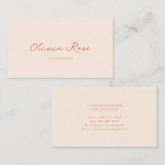 Carte De Visite Script de calligraphie féminine Boho féminin (Devant / Derrière)