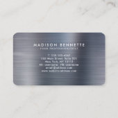 Carte De Visite Script de calligraphie grise métallique brossé élé (Dos)