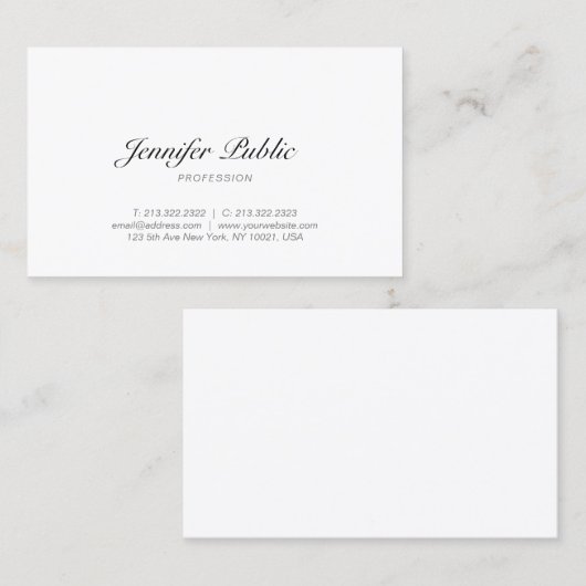 Carte De Visite Script de calligraphie manuscrite intelligent joli (Devant / Derrière)