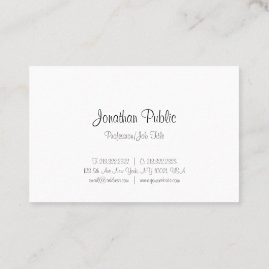 Carte De Visite Script de calligraphie Modèle simple professionnel (Dos)