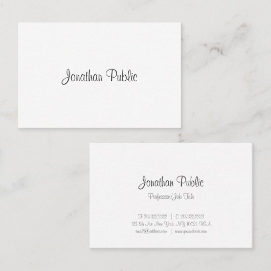 Carte De Visite Script de calligraphie Modèle simple professionnel (Devant / Derrière)