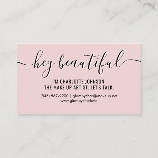 Carte De Visite Script de calligraphie moderne classique rose pâle (Dos)