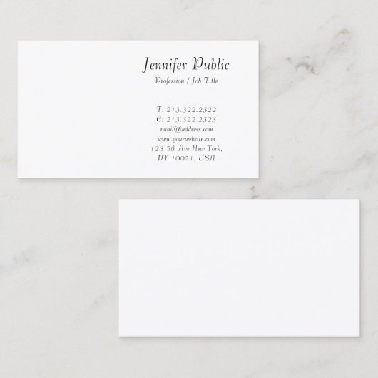 Carte De Visite Script de calligraphie moderne Design élégant et p (Devant / Derrière)