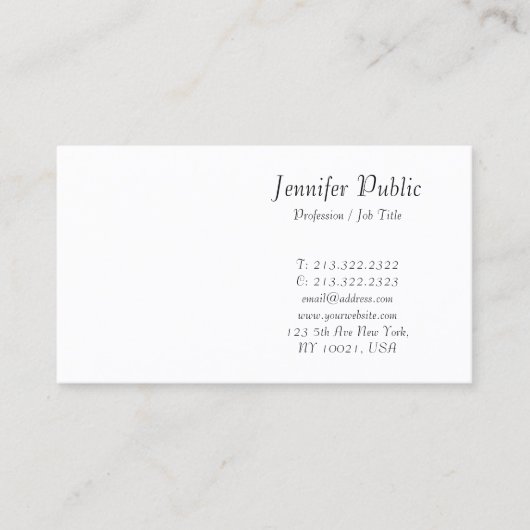 Carte De Visite Script de calligraphie moderne Design élégant et p (Devant)