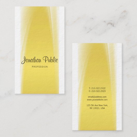 Carte De Visite Script de calligraphie moderne élégante Gold Luxe (Devant / Derrière)