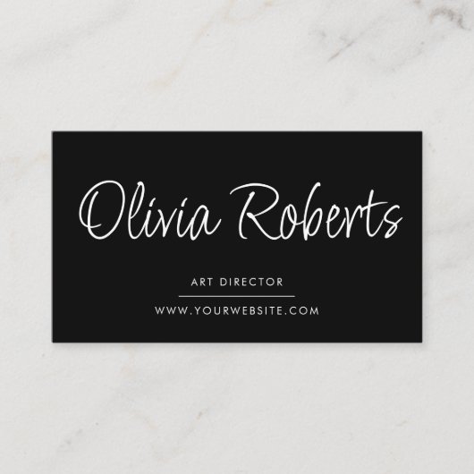 Carte De Visite Script de calligraphie moderne noir blanc QR Code (Devant)