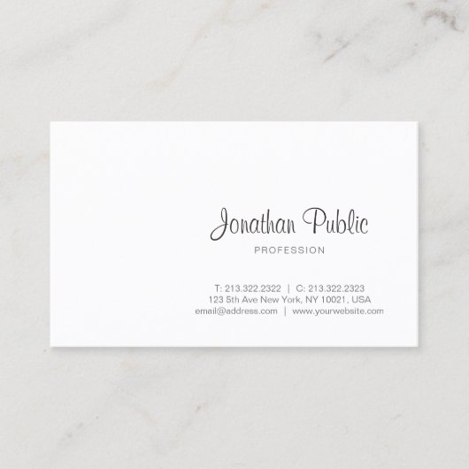 Carte De Visite Script de calligraphie moderne professionnelle élé (Devant)