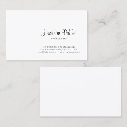 Carte De Visite Script de calligraphie moderne professionnelle élé (Devant / Derrière)