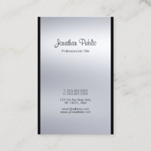 Carte De Visite Script de calligraphie moderne Silver Luxe tendanc