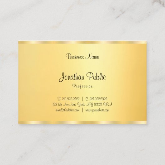 Carte De Visite Script de calligraphie moderne tendance Faux Gold (Dos)