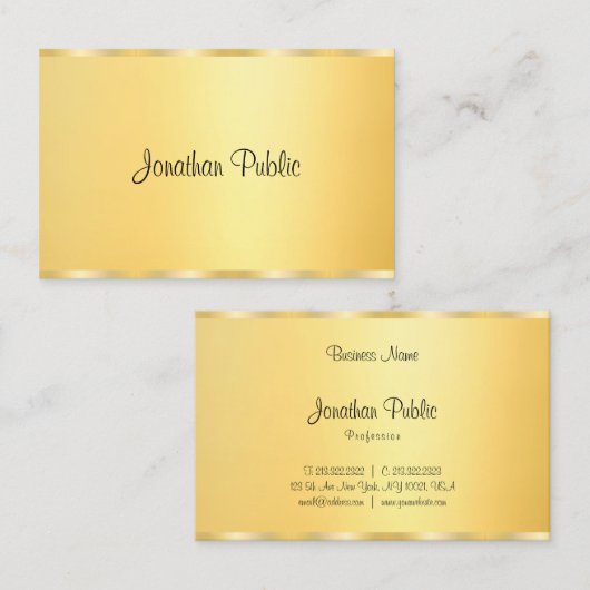 Carte De Visite Script de calligraphie moderne tendance Faux Gold (Devant / Derrière)