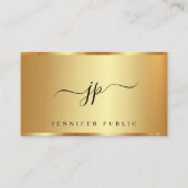 Carte De Visite Script de calligraphie Monogram Gold Premium Silk (Devant)