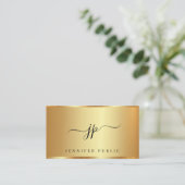 Carte De Visite Script de calligraphie Monogram Gold Premium Silk (Debout devant)