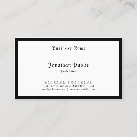 Carte De Visite Script de calligraphie noir blanc élégant Modèle (Dos)