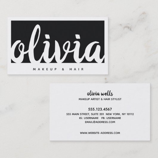 Carte De Visite Script de calligraphie noir gras (Devant / Derrière)