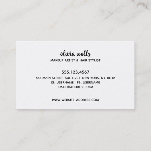 Carte De Visite Script de calligraphie noir gras (Dos)