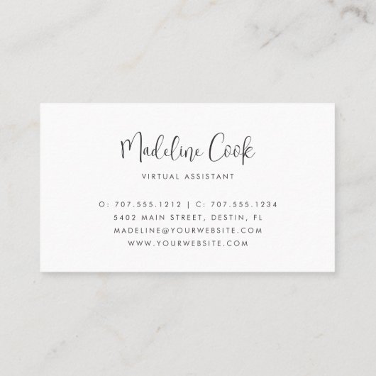 Carte De Visite Script de calligraphie noire simple et moderne (Dos)