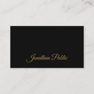 Carte De Visite Script de calligraphie or attractif Noir simple