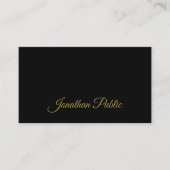 Carte De Visite Script de calligraphie or attractif Noir simple (Devant)