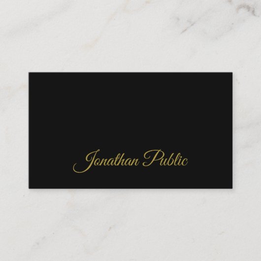 Carte De Visite Script de calligraphie or attractif Noir simple (Devant)