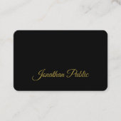 Carte De Visite Script de calligraphie or Simple Noir Attrayant (Devant)