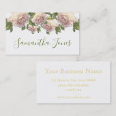 Carte De Visite Script de calligraphie Rose de Blushing Ivory Peac (Devant / Derrière)