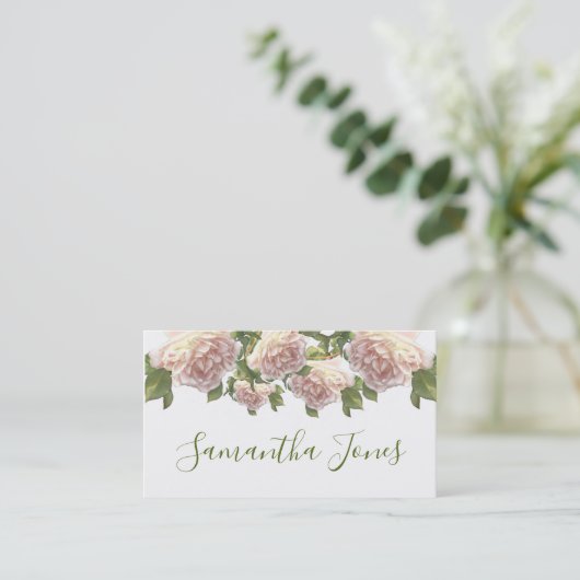 Carte De Visite Script de calligraphie Rose de Blushing Ivory Peac (Debout devant)