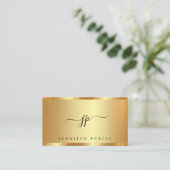 Carte De Visite Script de calligraphie tendance Monogramme Or glam (Debout devant)