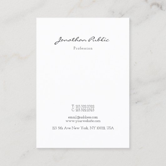 Carte De Visite Script de calligraphie Texte élégant Modèle simple (Dos)