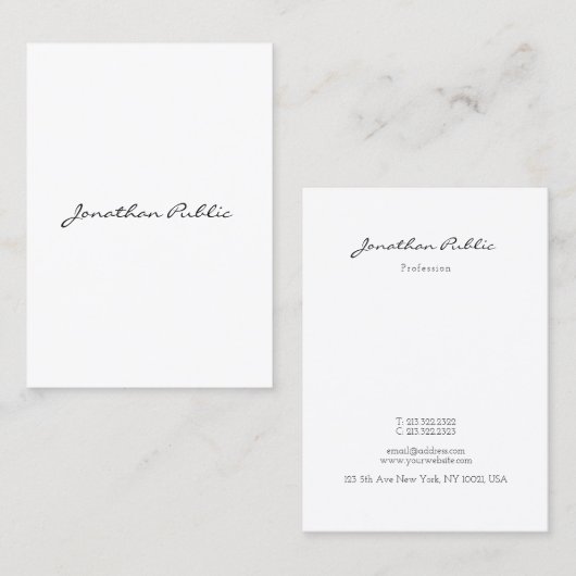 Carte De Visite Script de calligraphie Texte élégant Modèle simple (Devant / Derrière)