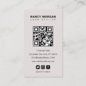 Carte De Visite Script de cils Collage photo Code Qr Beige (Dos)