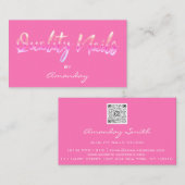 Carte De Visite Script de clou de qualité rose Fille Code QR Logo (Devant / Derrière)
