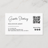 Carte De Visite Script de code QR de l'agent immobilier minimal (Dos)