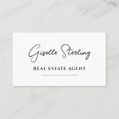 Carte De Visite Script de code QR de l'agent immobilier minimal (Devant)