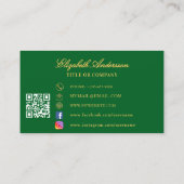 Carte De Visite Script de code QR en or vert papillon (Dos)