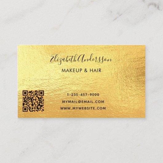 Carte De Visite Script de code QR or argent (Dos)