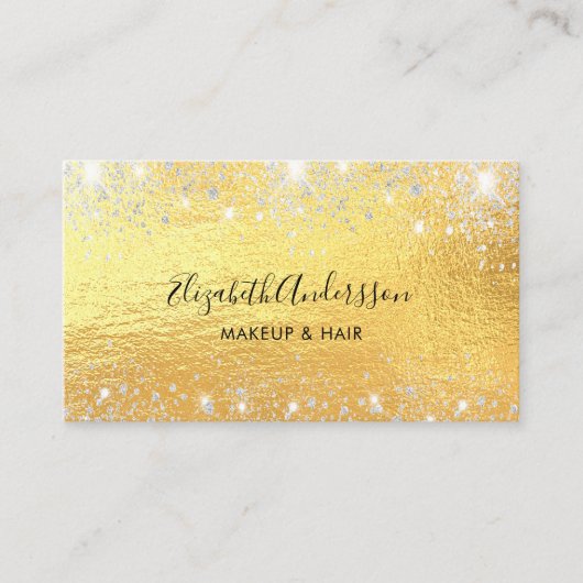 Carte De Visite Script de code QR or argent (Devant)