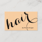 Carte De Visite Script de coiffeur élégant orange (Devant)