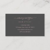 Carte De Visite Script de coiffeur typographie Rose Gold Paillette (Dos)
