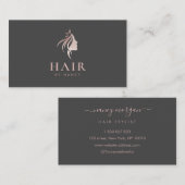 Carte De Visite Script de coiffeur typographie Rose Gold Paillette (Devant / Derrière)