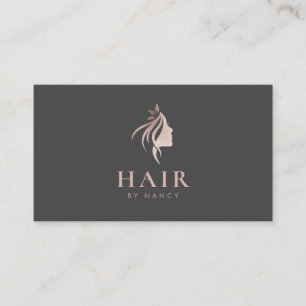 Carte De Visite Script de coiffeur typographie Rose Gold Paillette