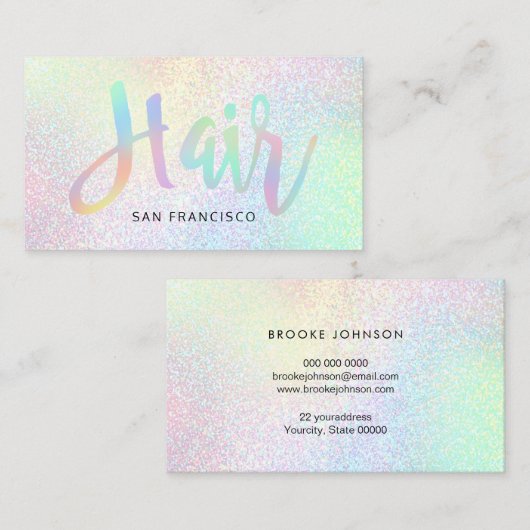 Carte De Visite script de couleurs arc-en-ciel pastel (Devant / Derrière)