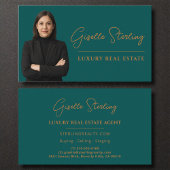 Carte De Visite Script de cuivre Turquoise immobilier de luxe