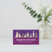 Carte De Visite Script de garde d'animaux Foliage Pink Dog groomER (Debout devant)