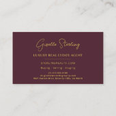 Carte De Visite Script de luxe immobilier Bourgogne or (Dos)