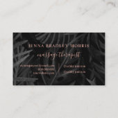 Carte De Visite Script de massothérapeute rose feuille de palme d' (Dos)