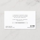 Carte De Visite Script de Merci moderne Petite promotion de marque (Dos)